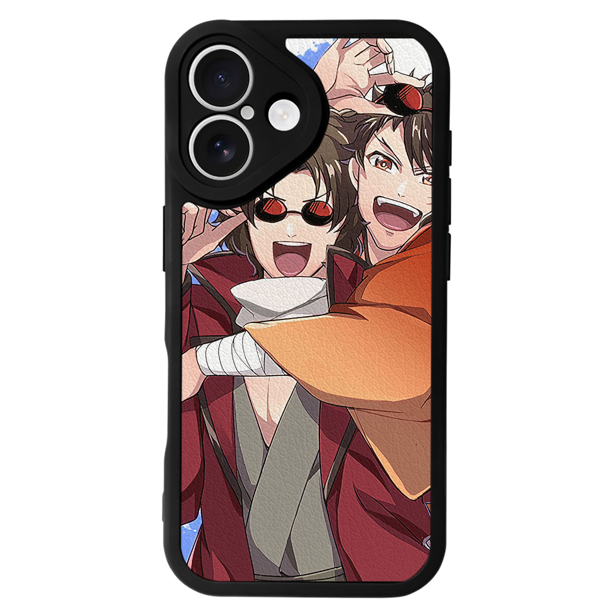 （画像用） ぎんたま 坂田銀時（さかたぎんとき） 神楽 志村新八（しむら しんぱち） GINTAMA Sakata Gintoki Kagura Shimura Shinpachi 【iPhone 16シリーズ対応】シリコンスマホケース（レザー調） 材質：シリコン